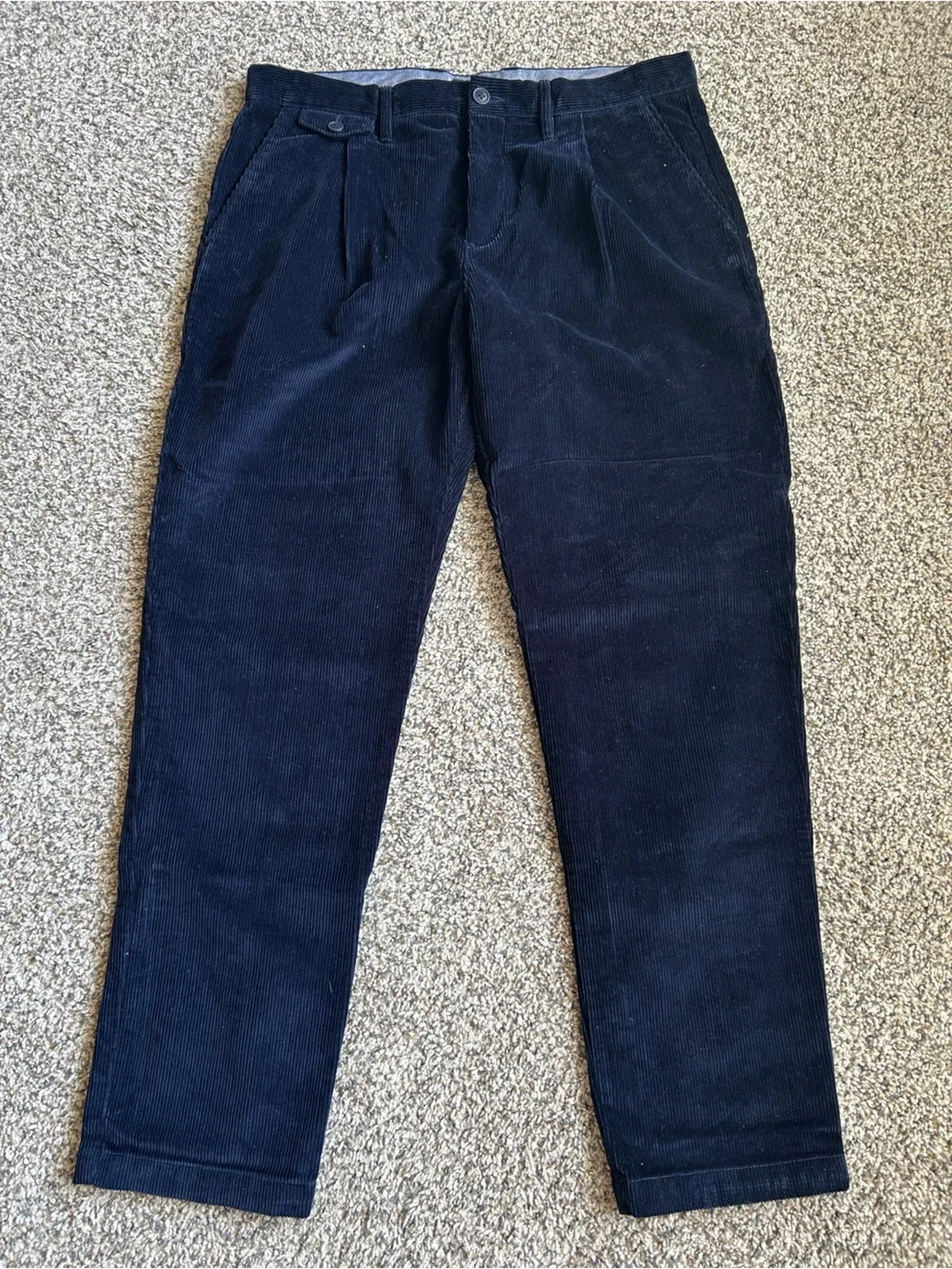 J. Crew Pleated Corduroy Pants in Navy